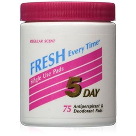 4 Pack 5 Day Fresh Every Time Antiperspirant Deodorant Pads Reg. Scent 75 Each