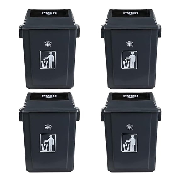 4 Pack 5 Gollons Trash Can with Lid, Plastic Kitchen Garbage Can, Grey
