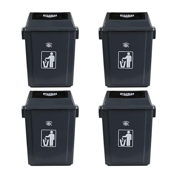4 Pack 5 Gollons Trash Can with Lid, Plastic Kitchen Garbage Can, Grey