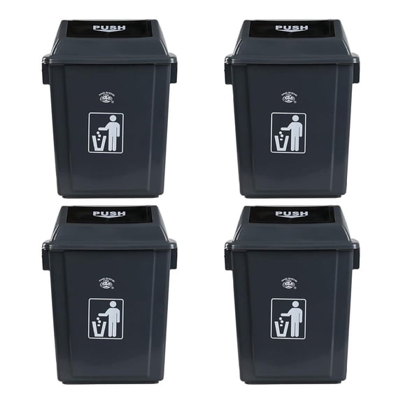 4 Pack 5 Gollons Trash Can with Swing Lid, Plastic Kitchen Garbage Can, Grey