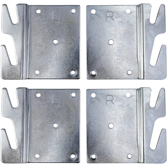 4 Pack 5 Hole Bed Rail Brackets Heavy Duty Silver Bed Frame Hooks Zinc Coated Iron Replacement Parts with Screws