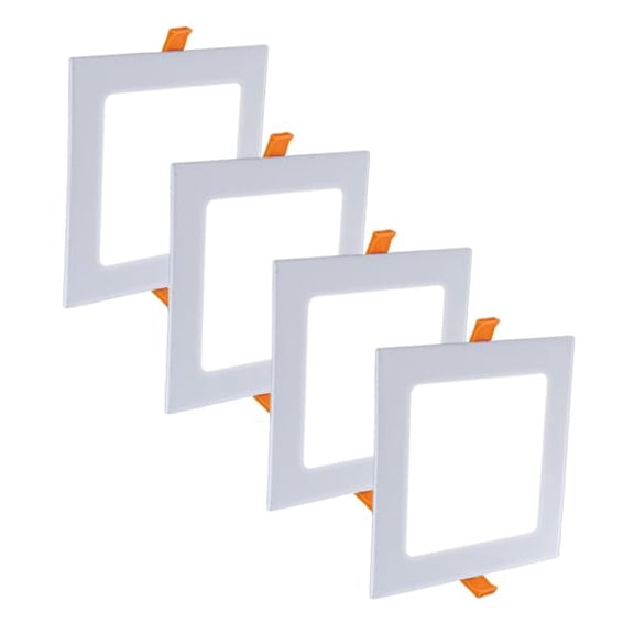 4 Pack 5 Inch LED Downlight, 9W Canless Recessed Light, 4000K-4500K, Square Ceiling Fixture, Ultra-Thin, White