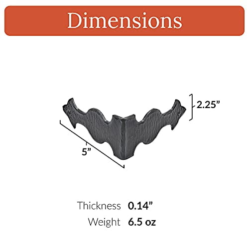 4 Pack - 5 Inch Metal Corner Bracket for Furniture - Black - Handmade Decorative Corner Braces - Rustic Metal Corner Brackets for Tables, Desks, Shelves, Boxes and Chests - The Son