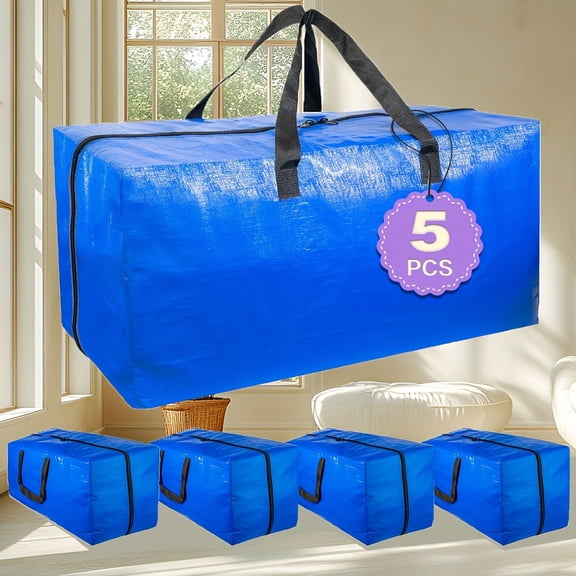 4-Pack/5-Pack Moving Bags with Backpack Straps, Heavy-Duty Storage Tote for Moving & Camping | Space-Saving Foldable Design, Alternative to Cardboard Boxes for Dorm & Home Organization