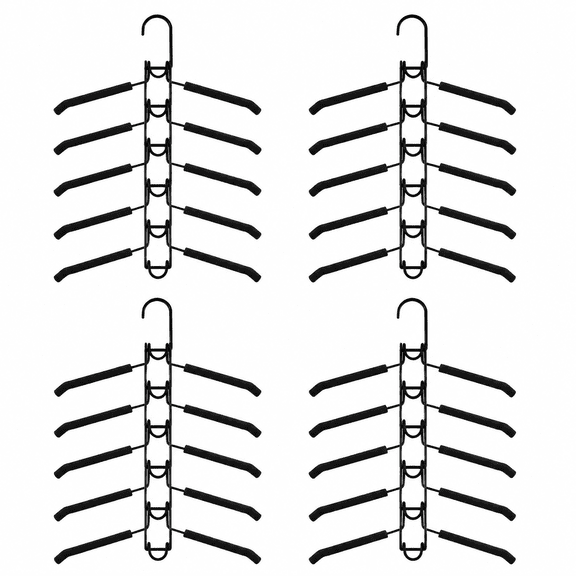 4 Pack 5 Tier Clothes Hangers, Non Slip Foam Multi Layer Heavy Duty Metal Closet Organizer Hangers, Vertical Space Saver Clothing Rack for Sweaters, Shirts, Jackets, Dresses