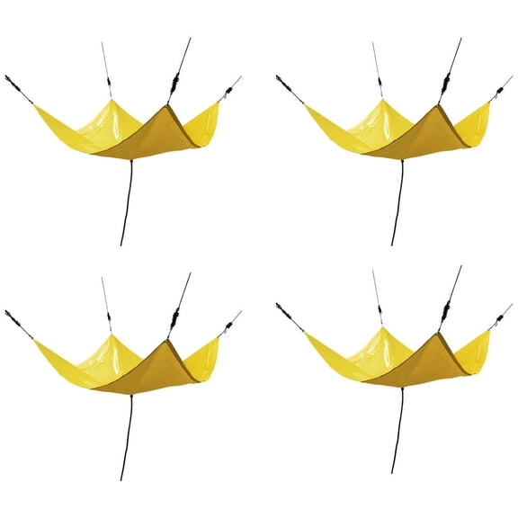 4 Pack 5'x5' Roof Ceiling Leak Diverter Drain Tarp - Vinyl Coated Ceiling Rain Drip Catcher with Heavy Duty Grommets - Yellow Roof Rain Diverter - Reusable Roof Drain Fitting Tarp