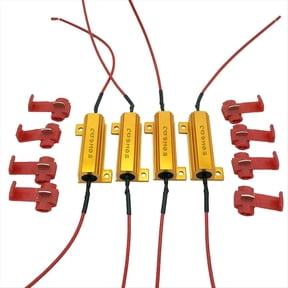 4 Pack 50W 6 Ohm LED Turn Signal Load Resistors, Flashing Rate Correction Ballast Indicator Relay Bulb Resistors