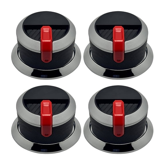 4 Pack 58mm Diameter Replacement Knobs for Stoves and Grills,Plastic Control for DIALs with Decorative Rings,BBQ Accessories for Outdoor Cooking and Kitchen Oven Repair(gray + red)