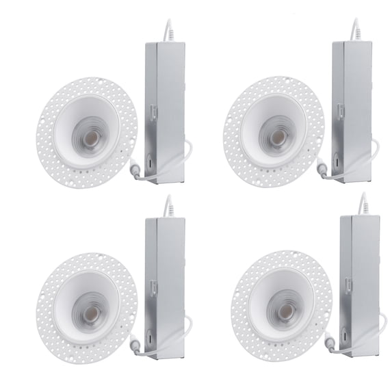 4 Pack 5CCT Commercial Trimless 1" LED Recessed Light, 9W 120V Ceiling Canless Downlight with J-Box, Dimmable, 2700K-5000K
