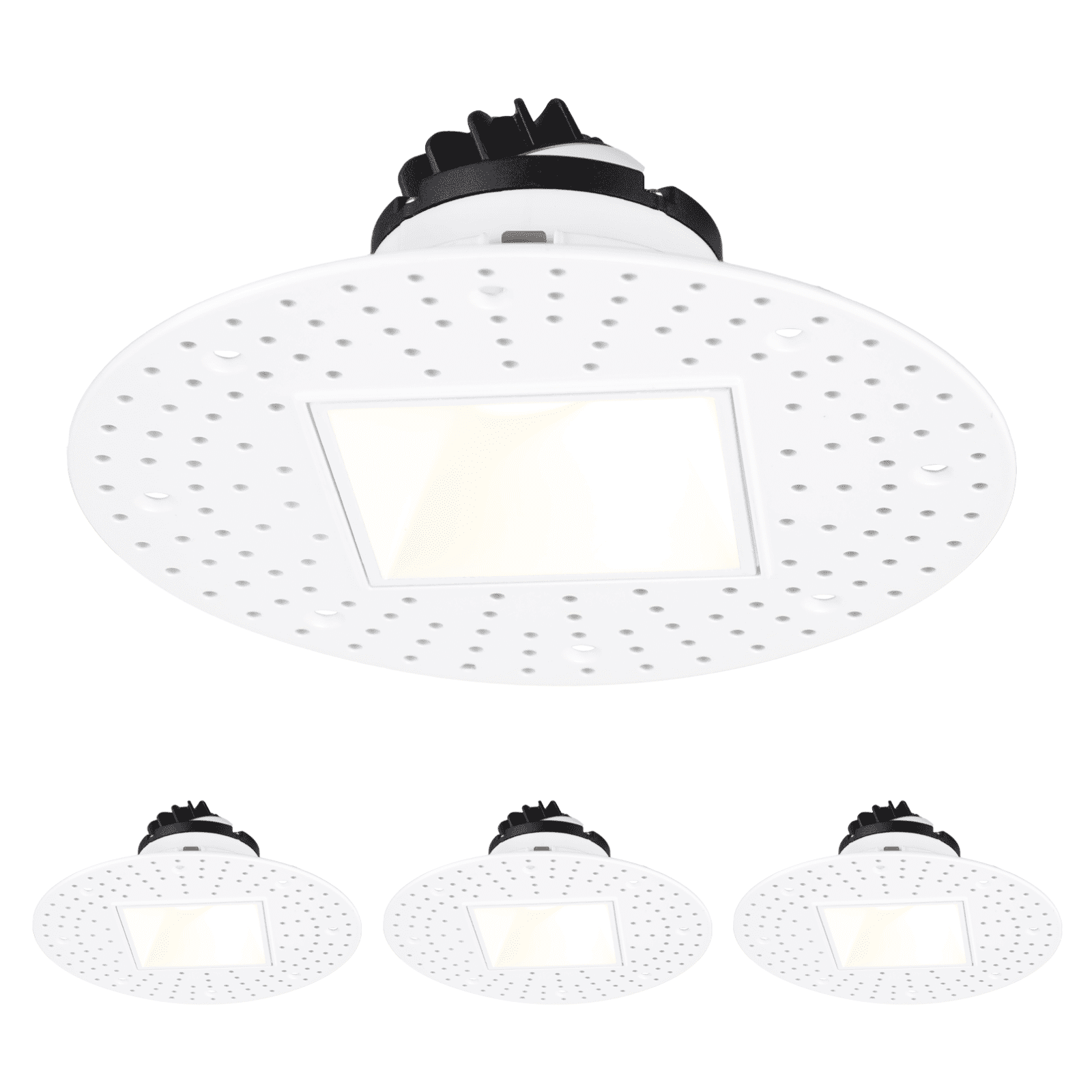 4 Pack 5CCT Square Adjustable Trimless 3-Inch LED Gimbal Recessed Light, 9W 120V Dimmable Ceiling Canless Downlight with J-Box, 2700K/3000K/3500K/4000K/5000K Selectable, White