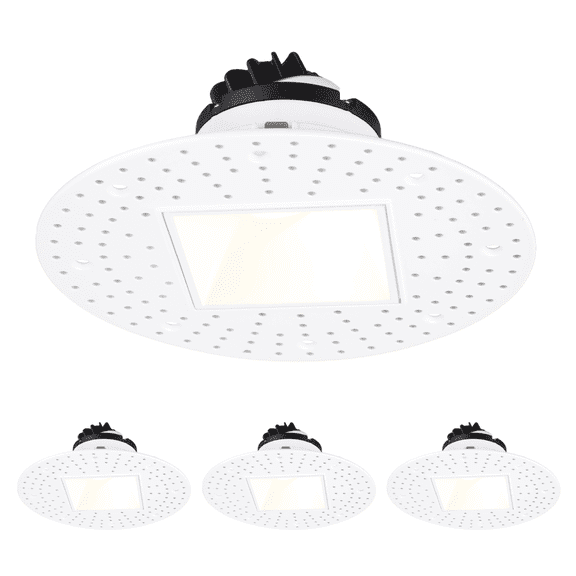 4 Pack 5CCT Square Adjustable Trimless 3-Inch LED Gimbal Recessed Light, 9W 120V Dimmable Ceiling Canless Downlight with J-Box, 2700K/3000K/3500K/4000K/5000K Selectable, White