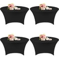 thumbnail image 1 of 4 Pack 5FT Round Spandex Tablecloth 60 Inch Black Stretchable Table Cover Washable and Wrinkle Resistant Table Cloth, Fitted Round Table for Wedding, Banquet, Birthday, Party, Restaurant (Black), 1 of 7
