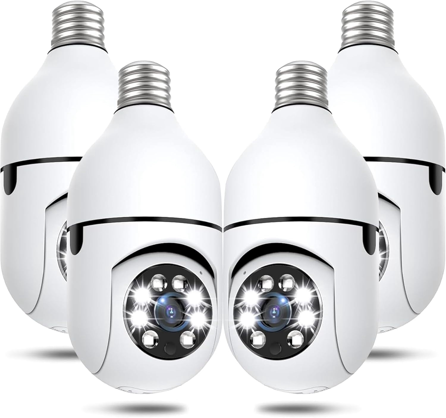 4 Pack 5G&2.4G Light Bulb Security Camera, E27 360° Wireless WiFi Camera, 1080P Home Surveillance with Night Vision, Motion Alert, Two-Way Audio
