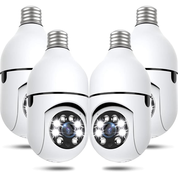 4 Pack 5G&2.4G Light Bulb Security Camera, E27 360° Wireless WiFi Camera, 1080P Home Surveillance with Night Vision, Motion Alert, Two-Way Audio