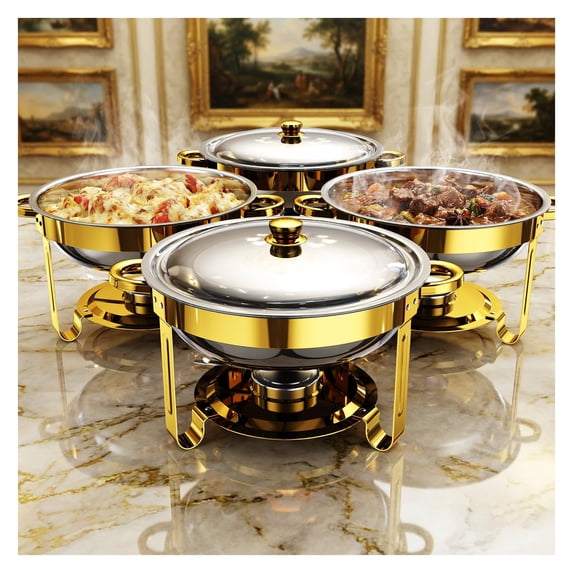 Party Rally Event 4 Pack 5QT Stainless Steel Chafing Dish Buffet Set with Lids, Food ...
