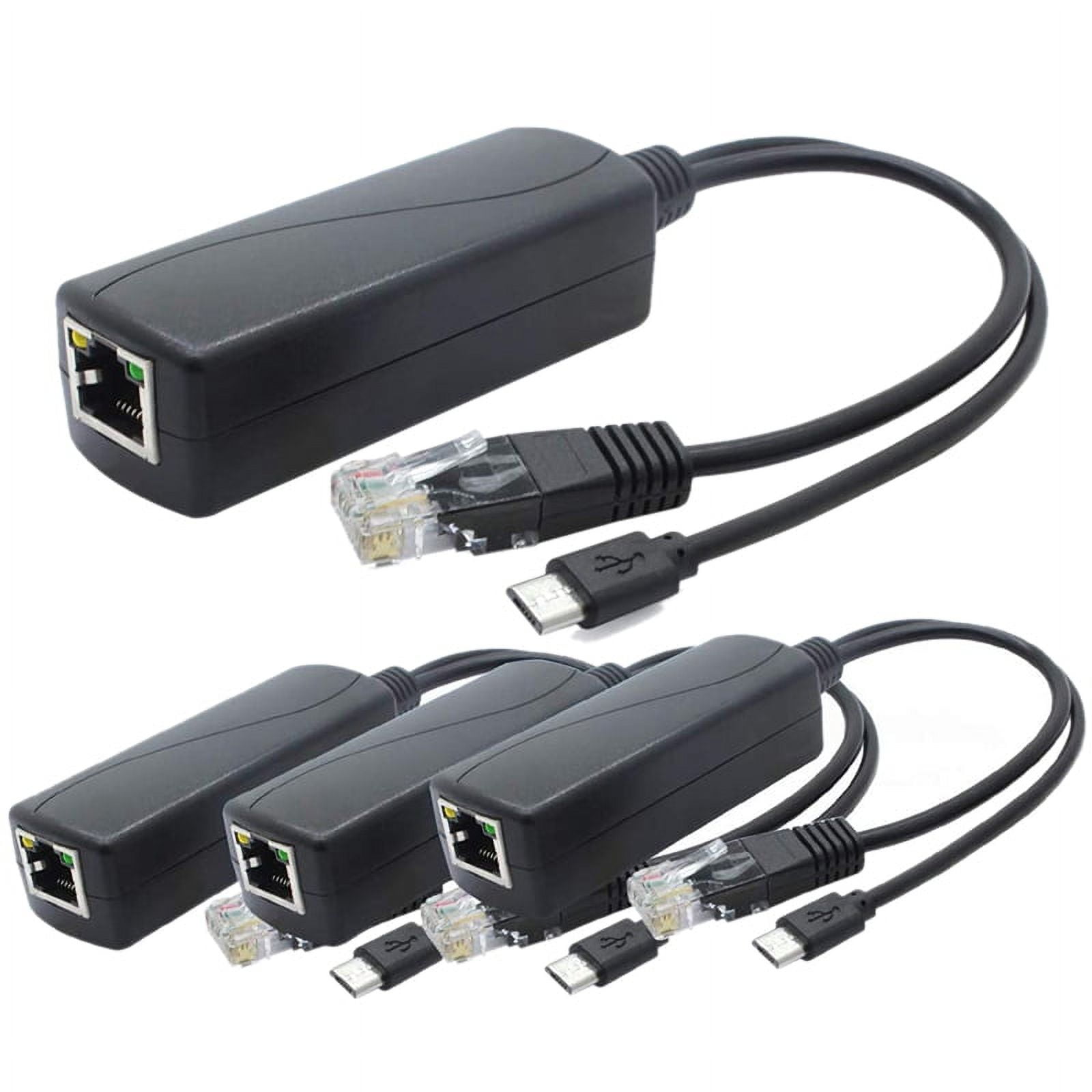4-Pack 5V PoE Splitter, 48V to 5V 2.4A Adapter with -USB Plug, for IP Camera,Tablets,for and More