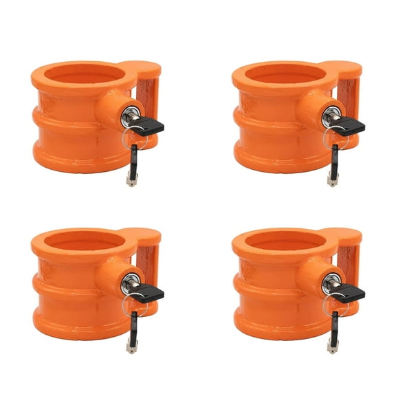 (4 Pack) 5th Wheel King Pin Lock Heavy Duty Powder Coated Cast Iron with Ergo Handle - Anti Theft for RVs, Container, Trailers & Campers - Fifth Wheel Hitch Lock - Travel Accessories