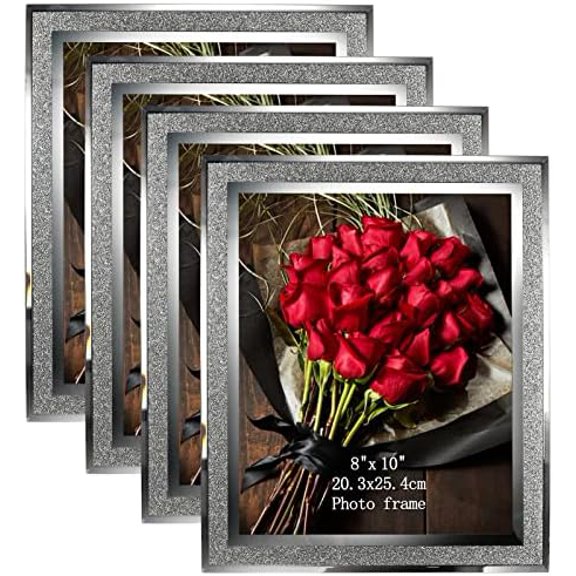 4 Pack 5x7 Sparkle Picture Frames and 8x10 Glass Photo Frames Set of 4 for Tabletop Bundle$$Home Decor, Kitchen, & Other