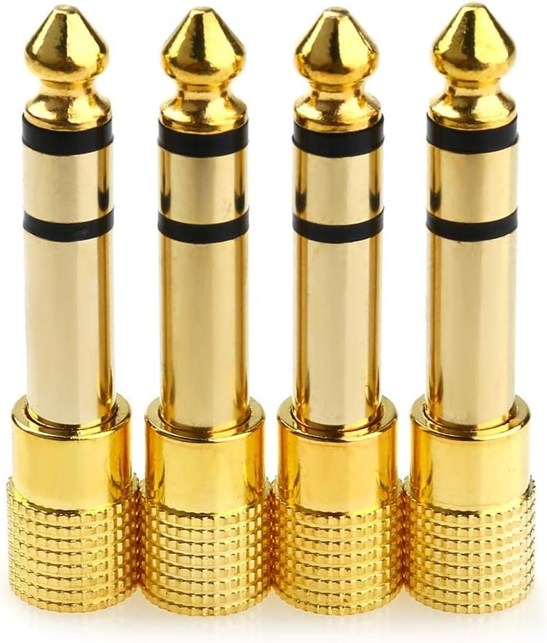 (4Pack) 6.35mm to 3.5mm Audio Jack Adapter, Gold Plated (1/4 inch) Male to (1/8 inch) Female