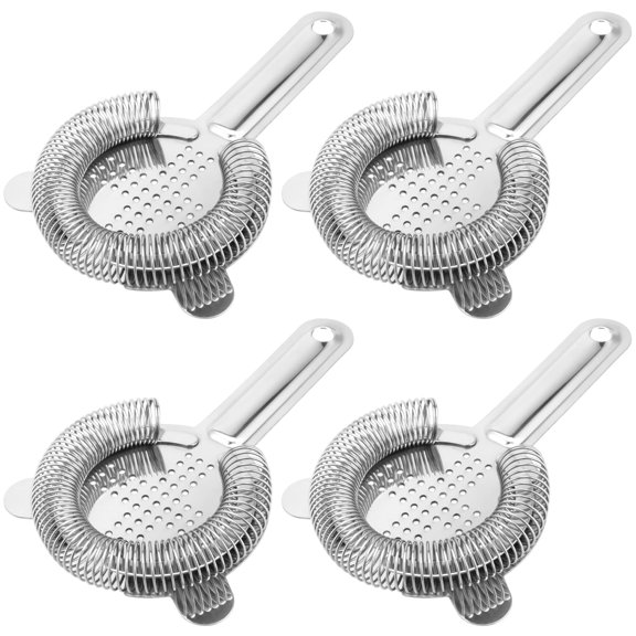 4 Pack 6.5 Inches Cocktail Strainer, Stainless Steel Cocktail Bar Strainer, Silver Bar Tool Drink Strainer for Bartenders