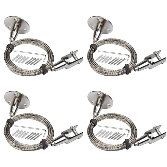 4 Pack 6.5 ft Ceiling Sign Hanger, Adjustable Suspension Hanging Wire Cable | for Picture, Billboards, Light