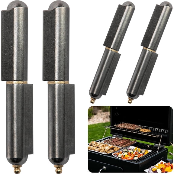 4 Pack 6'' BBQ Bullet Weld on Hinge, Heavy Duty Weldable Barrel Hinges, Carbon Steel Bullet Hinge for Detachable Metal Swing Door Gate Driveway Trailer Ramp