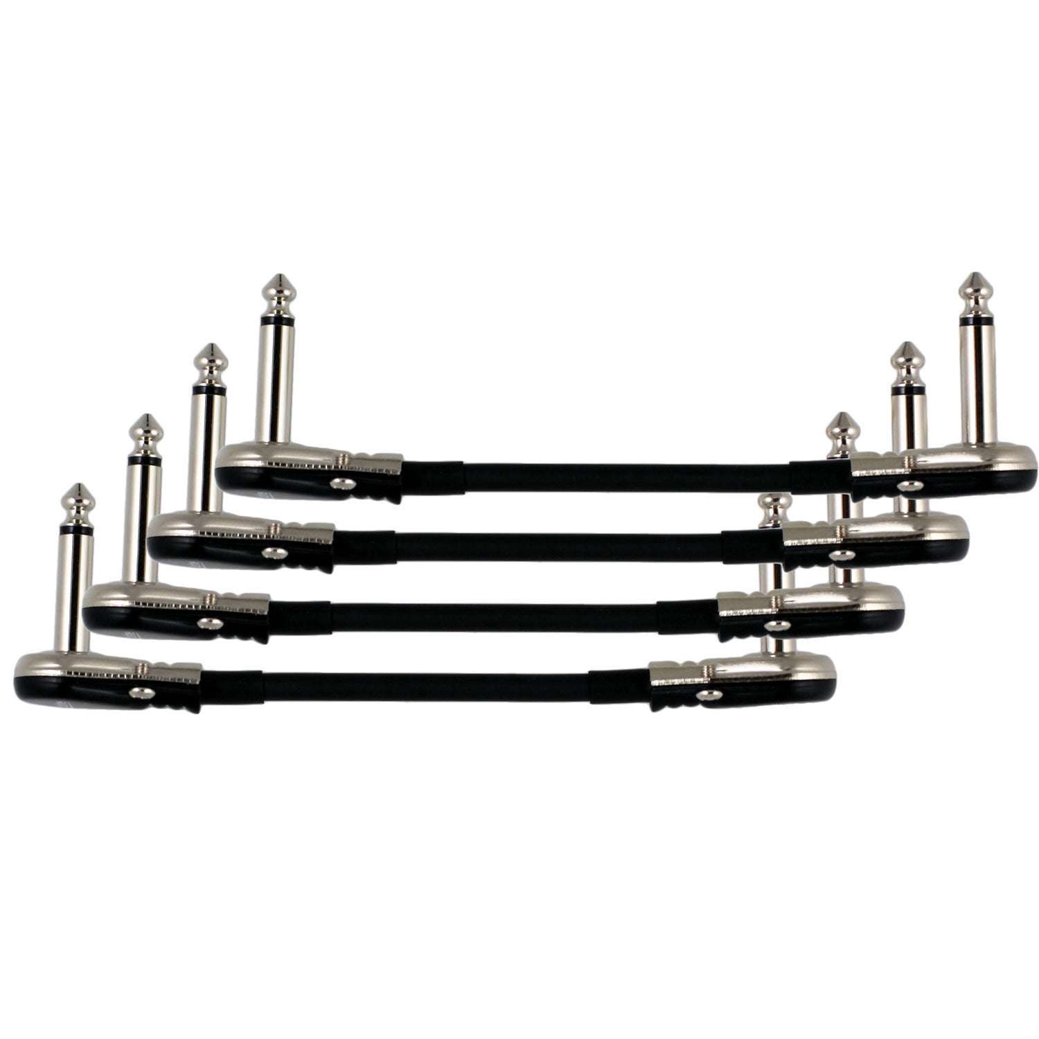 4-Pack 6" Castline Silver Mogami 2319 Guitar Pedal Board Patch Cable TS Low Profile Pancake Connector