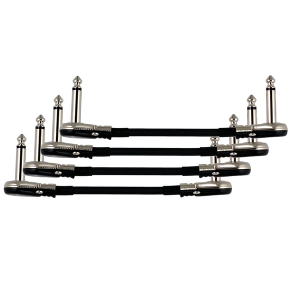 4-Pack 6" Castline Silver Mogami 2319 Guitar Pedal Board Patch Cable TS Low Profile Pancake Connector