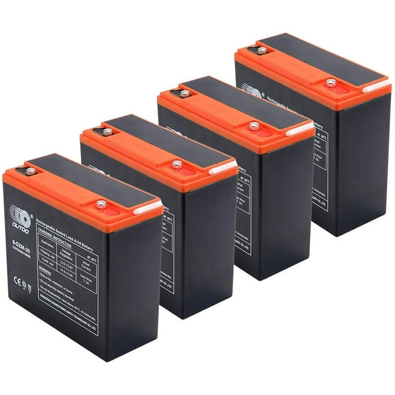 4 Pack 6-DZM-20 6DZM20 12V 24Ah Rechargeable Battery for Mobility Scooter Electric Go Kart Golf Cart ATV Quad Buggy 4 Wheeler Lawn Mower E Bike Tricycle Drift Trike Boat