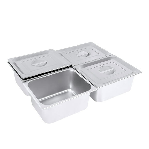 4 Pack 6"Deep 1/2 Size Stainless Steel Catering Food Warmer Food Prep Pan W/ Lid