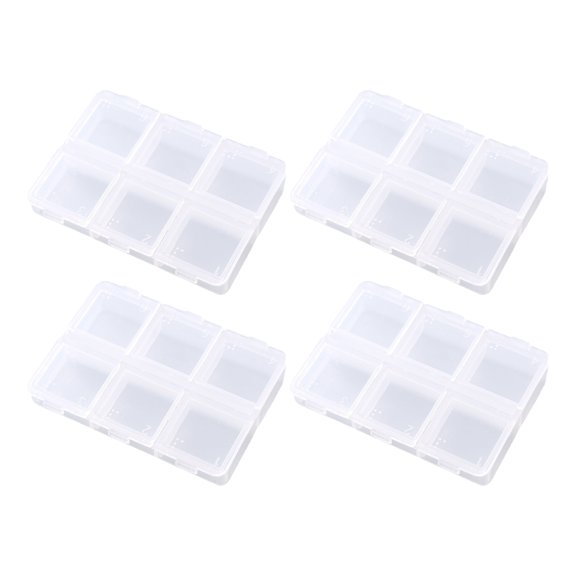 4 Pack 6 Grids Plastic Bead Organizer Box/ Clear Crafts Thread Storage Containers with Dividers
