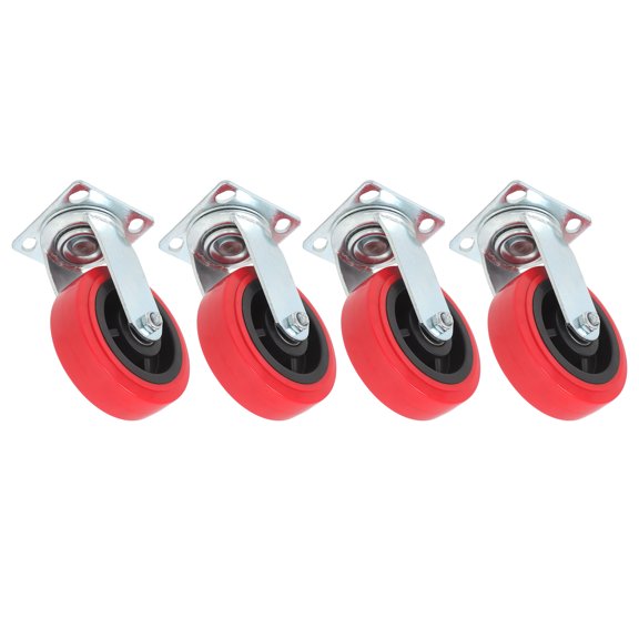 4 Pack 6 Inch Heavy Duty Caster Swivel Wheels Red Color 3600 Lbs Capacity for Trucks, Hand Trucks, Toolboxes, Workbenches, Industrial Equipment