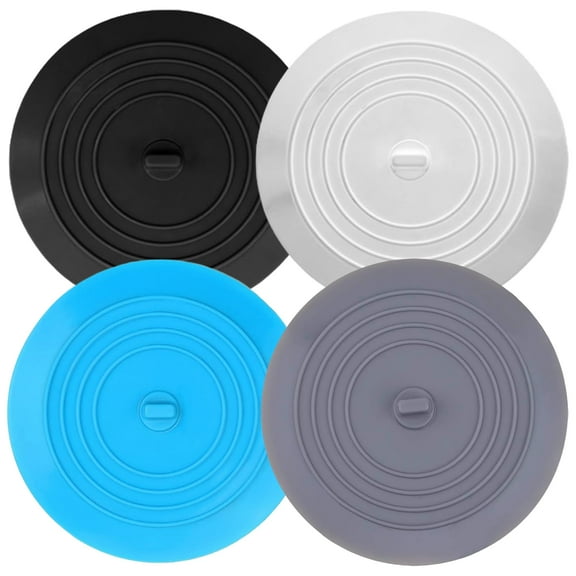 4 Pack 6 Inch Silicone Drain Cover, Bathtub Drain Stopper with Strong Suction, Hair Stopper for Bathroom Sink, Kitchen & Laundry Tub