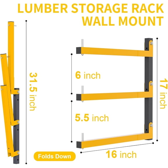 4 Pack 6 Level Wall Mount Storage Racks - Yellow