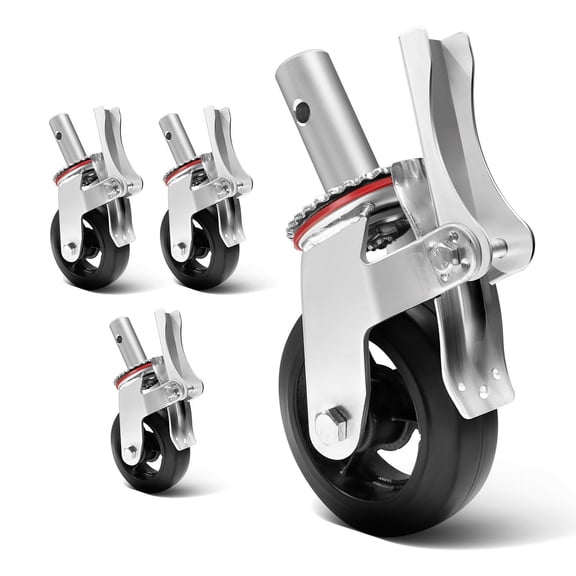 4-Pack 6" Locking Caster Wheels with Brake Essential for Scaffolding, Rolling Towers, and Mobile Workbenches