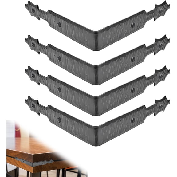 4 Pack - 6" Metal Corner Bracket for Furniture - Black - Handmade Decorative Corner Braces - Rustic Metal Brackets for Tables, Desks, Shelves, Boxes and Chests - The Sinaloa Series