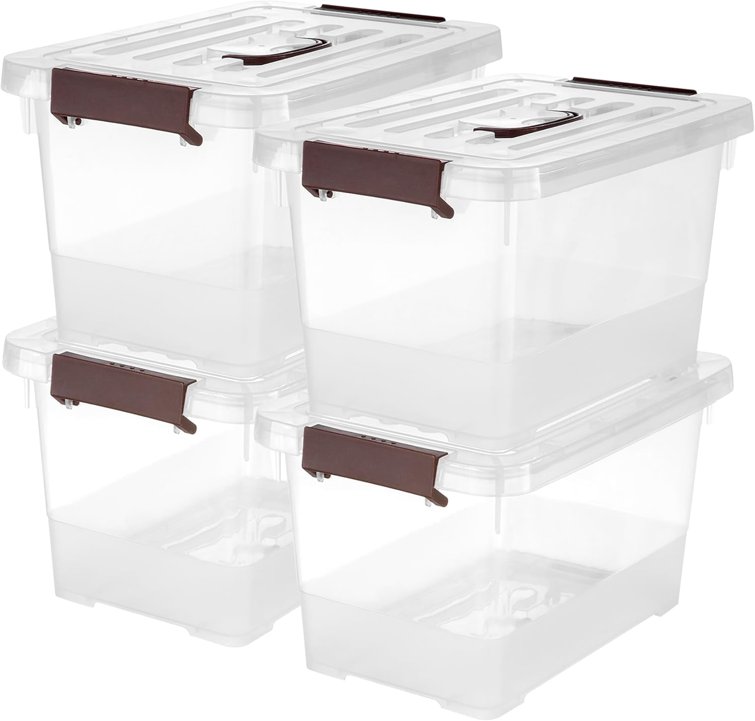 4-Pack 6-Quart Clear Plastic Storage Bins with Latching Lids & Handles ...
