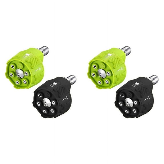 4 Pack 6 in 1 Pressure Washer Nozzles,Quick Changeover Power Washing Nozzle, 3000-4000Psi (Green and Black)