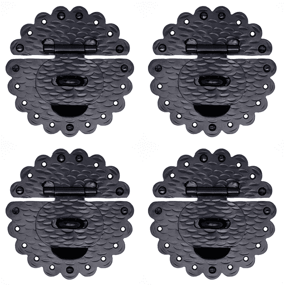 4 Pack 6 inch Decorative Furniture Hasp Small Latch - Antique Trunk Hardware, Wrought Iron Decorative Hardware, Decorative Metal Hardware - the Hacienda Series by Borderland Rustic Hardware