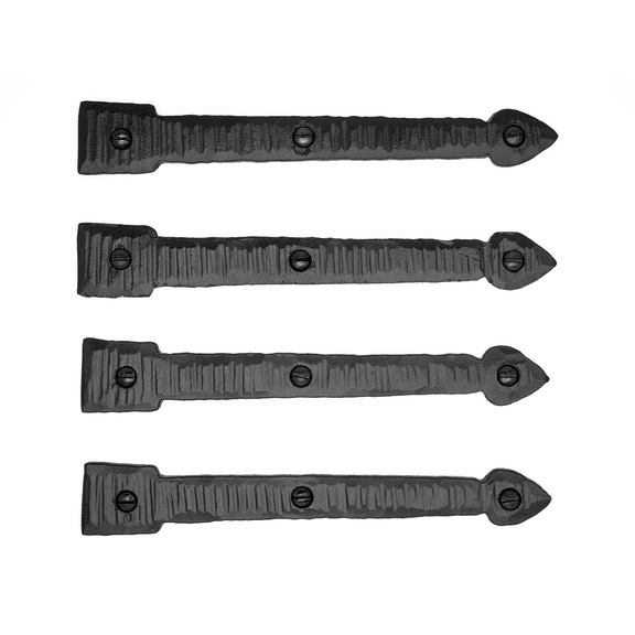 4 Pack 6 inch Faux Decorative Strap Hinge Black Decorative Strap Hinge Wrought Iron Strap Barn Door Strap Hinges Wrought Iron Hinges Shutter Hinges The Colonial Series by Borderland Rustic Hardware