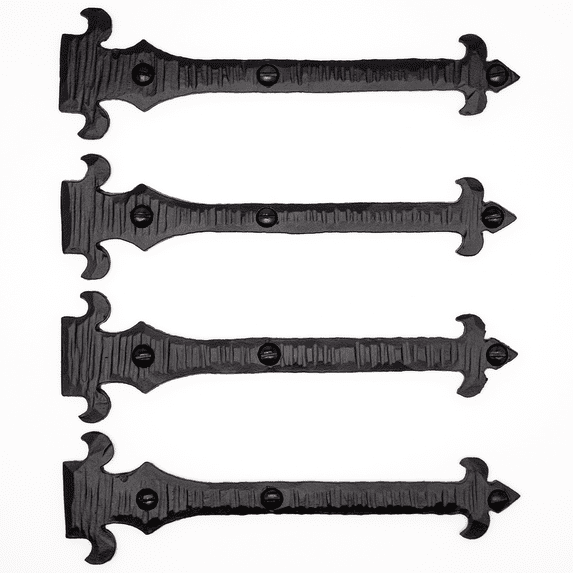 4 Pack 6 inch Faux Decorative Strap Hinge Black Decorative Strap Hinge Wrought Iron Strap Barn Door Strap Hinges Wrought Iron Hinges Shutter Hinges Nouvelle Fleur De Lis Series Borderland Rustic Hardw
