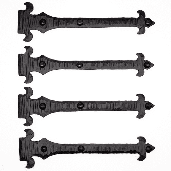 4 Pack 6 inch Faux Decorative Strap Hinge Black Decorative Strap Hinge Wrought Iron Strap Barn Door Strap Hinges Wrought Iron Hinges Shutter Hinges Nouvelle Fleur De Lis Series Borderland Rustic Hardw