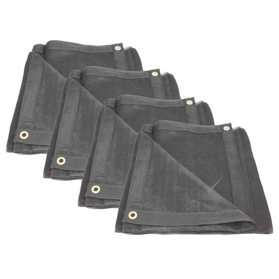 (4 Pack) 6'x8' Black 70% Shade Mesh Tarp for Outdoor w/ Grommets - 6 Oz Extra Durable Heavy Duty Mesh Tarps for Dump Truck, Rolloff Trucks - Mesh Shade Net Cloth for Sun, Plant, Patio