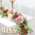 thumbnail image 1 of 4 Pack 6Ft Artificial Eucalyptus Flower Garland with Pink Peony Red Rose, Baby Breath Fake Flowers Greenery Garland Floral Vine for Mantle Wedding Table Runner Centerpiece Backdrop Home Decor, 1 of 4