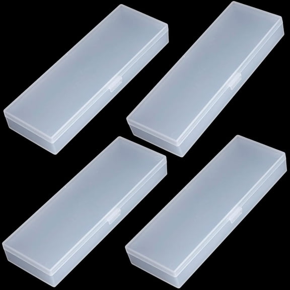 4 Pack 7.2" x 2.5" x 0.98" Small Rectangle Plastic Case Mini Storage Containers with Hinged Lids Translucent Matte Plastic Organizer Box for Small Items Craft Supplies (Translucent)