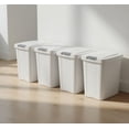 thumbnail image 1 of 4 Pack 7.5 Gallon / 30 Quart / 28.39 L Rectangular Plastic Trash Can with Flip Lid - Slim Space-Saving Wastebasket, White, 1 of 7