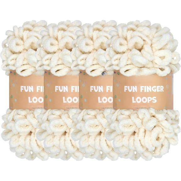 4 Pack (7.6 yds,3.5 oz Each Skein) Bulky Loop Yarn for Finger Knitting Soft,Off The Hook Loop Yarn,No-Needle Craft Chenille Yarn for Crocheting,Grey Tie Dye Hand-Knitting Yarn,