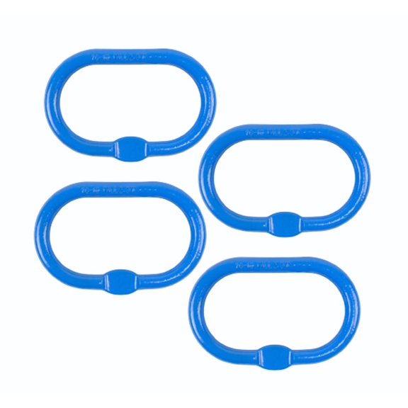(4 Pack) 7/8 Inch Oblong Master Link for Chain & Wire Rope, Grade 100 - WLL 16,700 Lbs (7.6 Tons), Blue - 4:1 Safety Factor - Alloy Steel, Heavy-Duty, Oval Master Link Ring for Lifting
