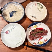 4-Pack 7-Inch Handcrafted Ceramic Plates - Unique Matte Glaze Set