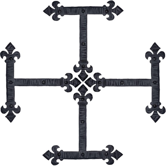 4 Pack 7" Metal L Bracket for Furniture - Black - Handmade Decorative Steel Brackets - Rustic Metal Corner Brackets for Front Doors, Gates, Garages, Tables & Cabinets - The Fleur De Lis Series